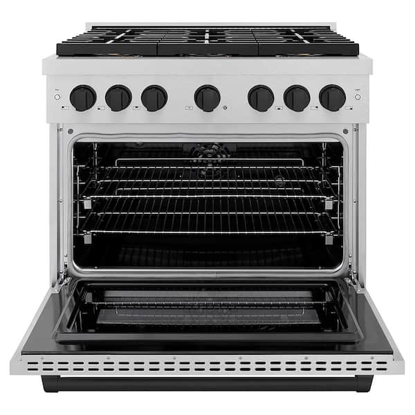 Autograph 36 in. 5.2 cu. ft. Dual Fuel Range with 6 Burner DuoPro Cooktop in Satin Stainless Steel and Matte Black