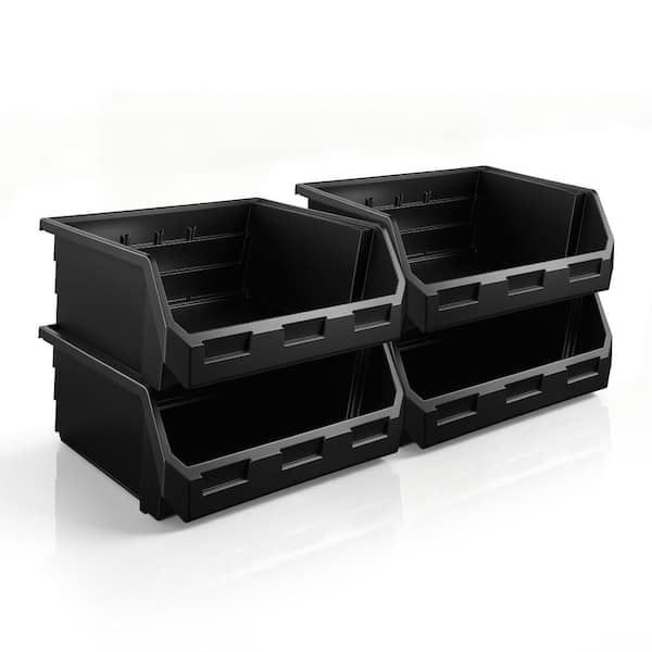 Sorbus Open Front Stackable Clothing Storage Bin – Closet Organizer - X-Large, Set of 4, Black