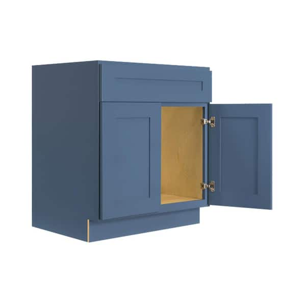 Lancaster Blue Plywood Shaker Stock Assembled Sink Base Kitchen Cabinet with Soft Close Doors 24 in. W x 24 in. D