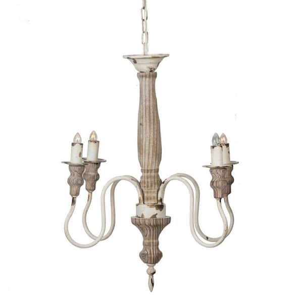 Basdien Farmhouse 4-Light White Wood ...