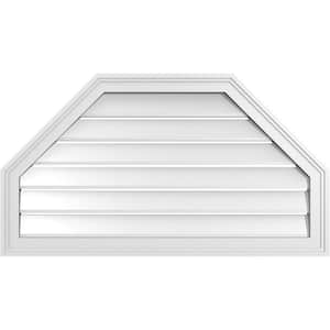 36 in. x 20 in. Octagonal Top Surface Mount PVC Gable Vent: Functional with Brickmould Frame