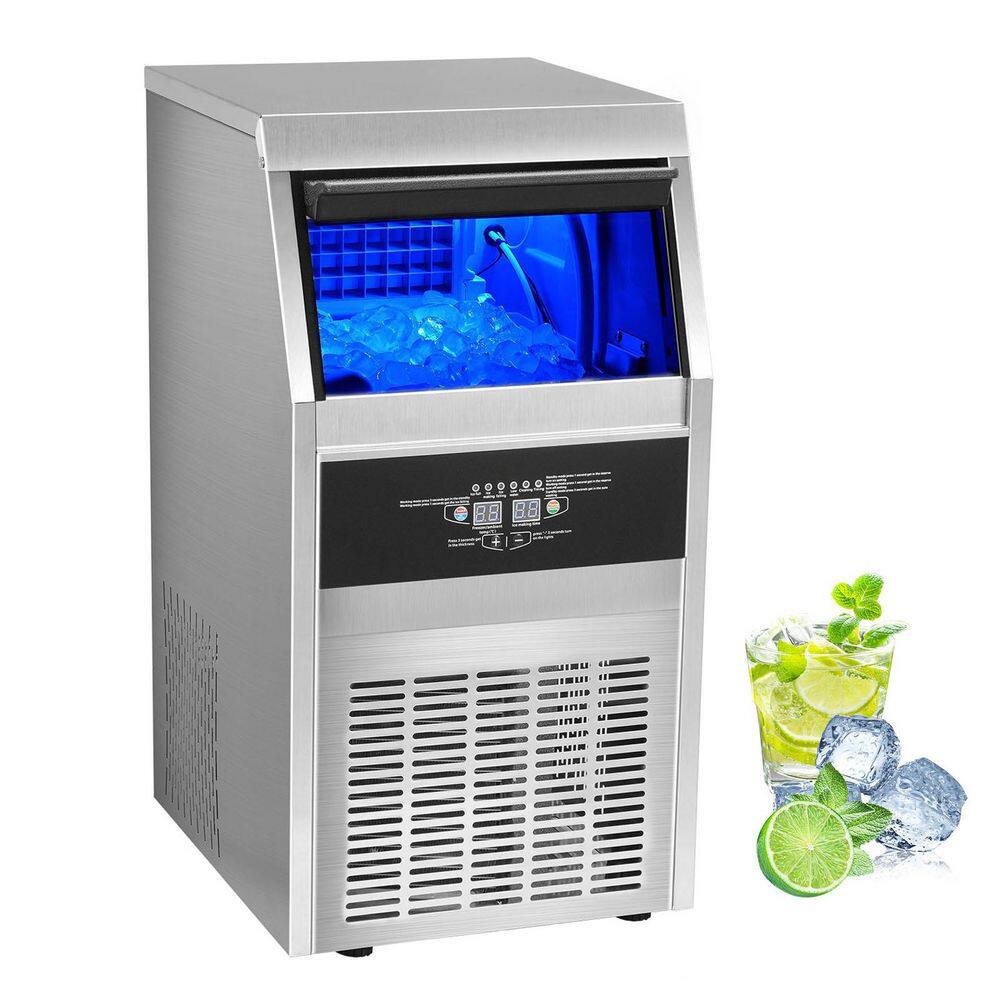 SKYSHALO Commercial Ice Maker 120 lbs. 130 lbs. with 33 lbs. Bin, Full Heavy Duty Stainless Steel Construction, Operation