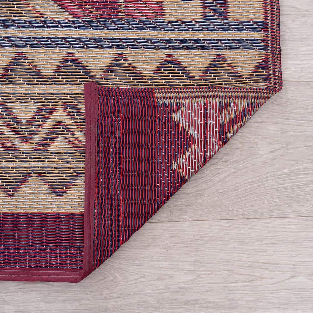 Sunset Burgundy Geometric 6'x9' Synthetic Indoor/Outdoor Rug