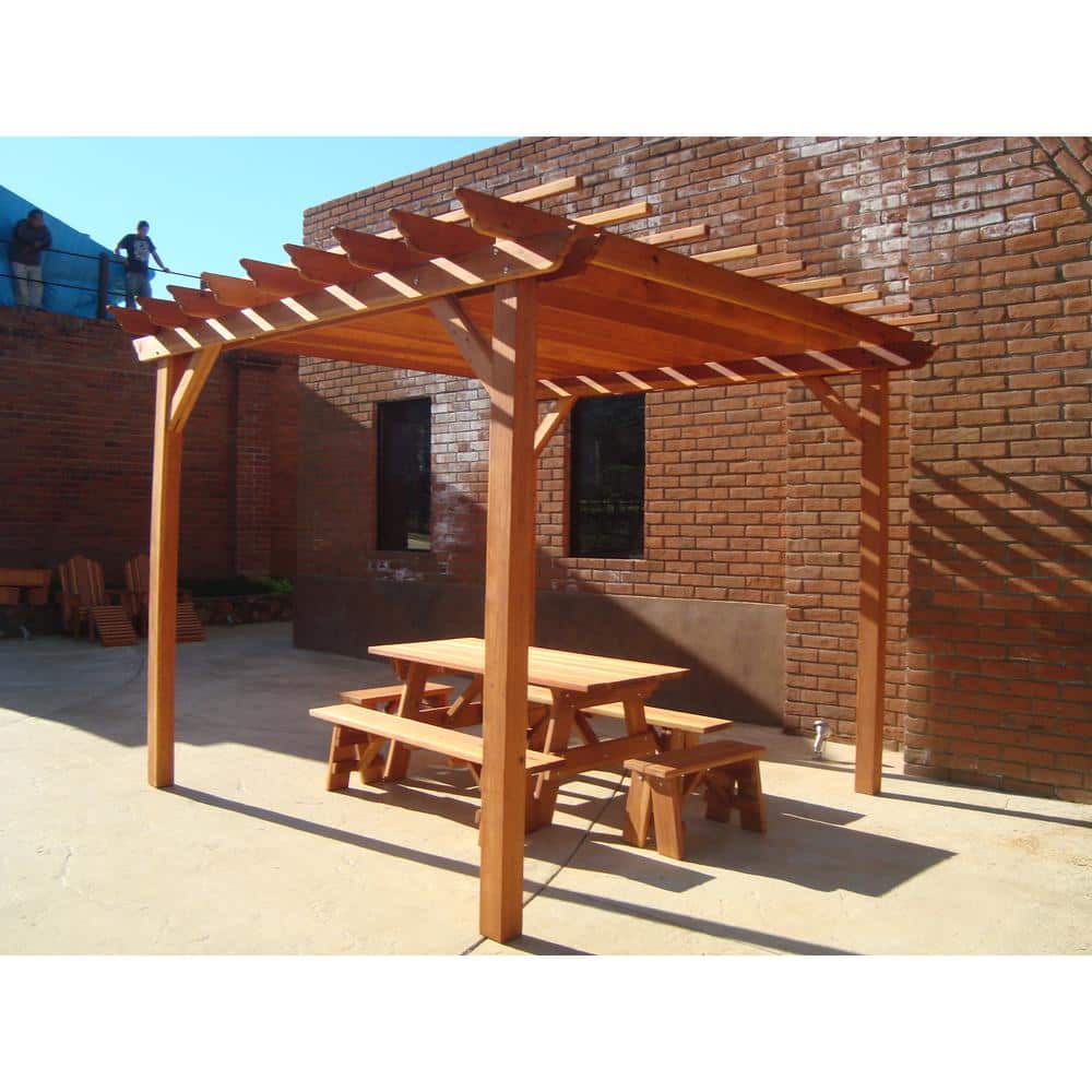 Best Redwood 18ft x 18ft Natural Wood Farmhouse Pergola