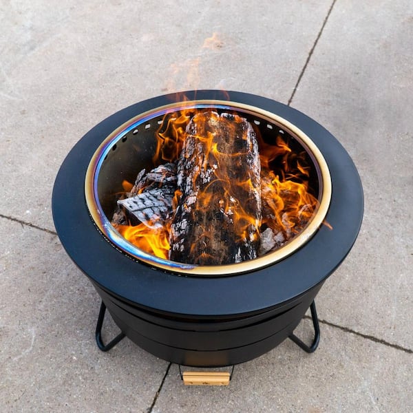 27.5 in. Smokeless Wood Burning Reunion Fire Pit with Stand, Removable Ash Pan, Weather Resistant Cover and Wood Pack