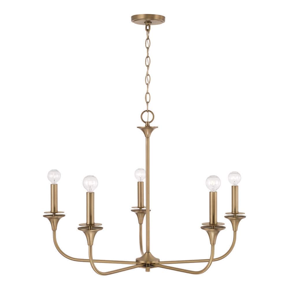 Presley Aged Brass 5-Light Candle Style Chandelier
