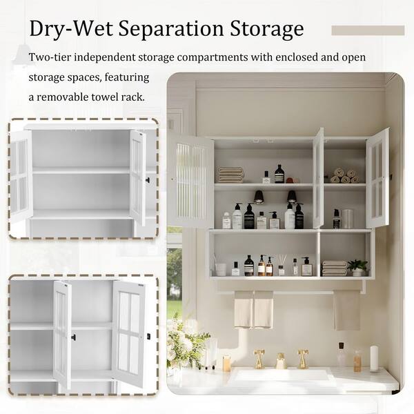 34.65 in. W x 10.24 in. D x 32.48 in. H Bathroom Storage Wall