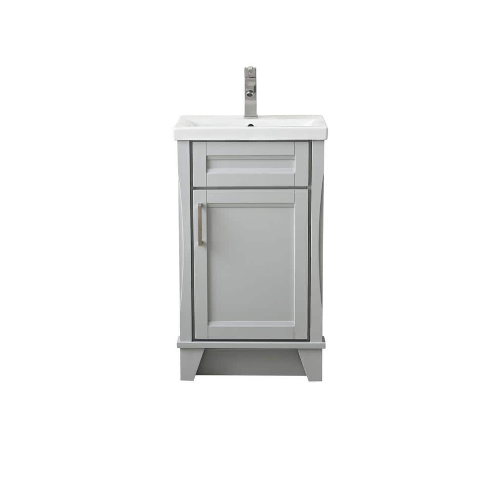 20" Light Gray Single Sink Vanity with White Ceramic Top