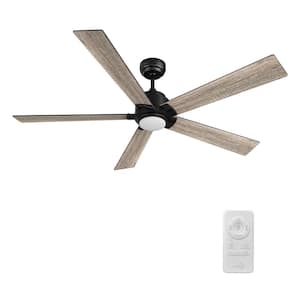 Kalmar 60 in. Integrated LED Indoor Matte Black 10-Speed DC Ceiling Fan with Light Kit Color Changing Remote Control