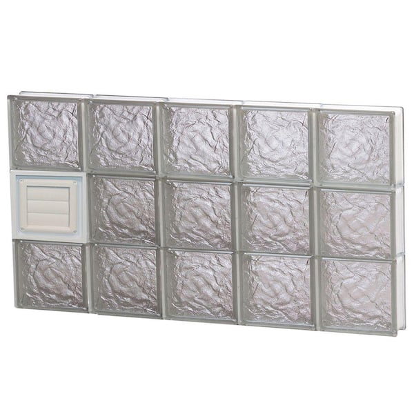 Clearly Secure 38.75 in. x 23.25 in. x 3.125 in. Frameless Ice Pattern Glass Block Window with Dryer Vent