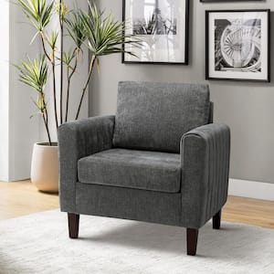 Ismenus Grey Upholstered Mid Century Modern Club Chair with Wood Legs