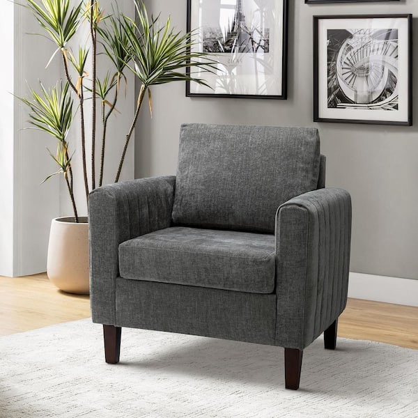 JAYDEN CREATION Ismenus Grey Upholstered Mid Century Modern Club Chair ...