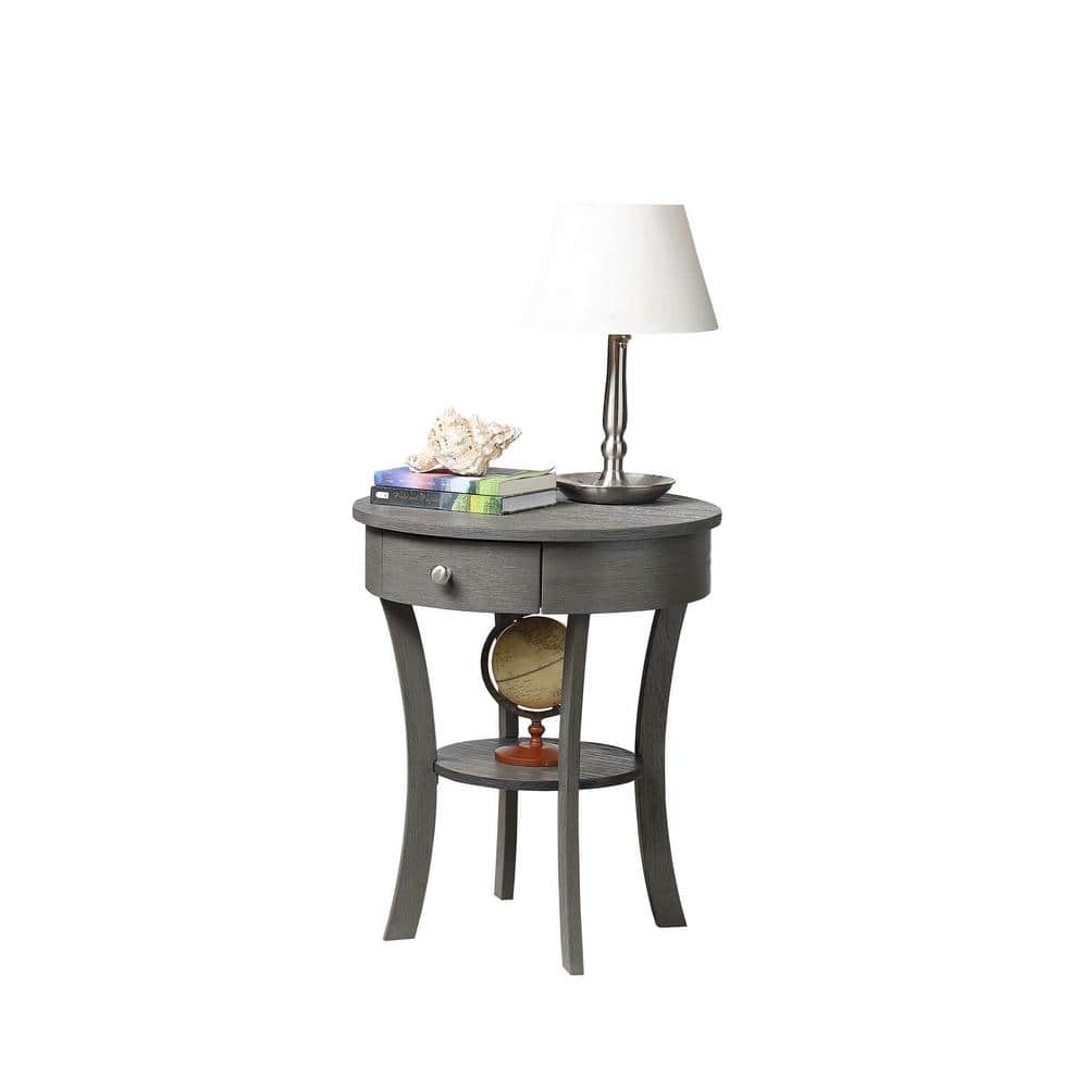 Elegant Round 20'' Wood & Metal End Table with Storage