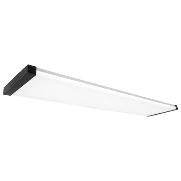 Commercial Electric 4 ft. x 10 in. Modern LED Kitchen Light Flush Mount Light 4200LM 46W Adjustable CCT 120V Matte Black End Caps Dimmable