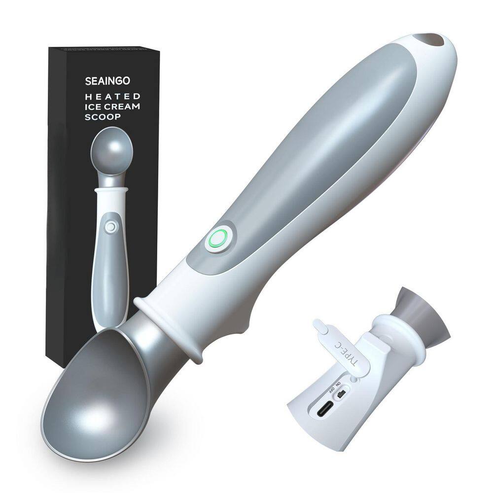 Rechargeable Heated Ice Cream Scooper with Safety Lock, Dual Warming Modes Nonstick, Ergonomic Handle