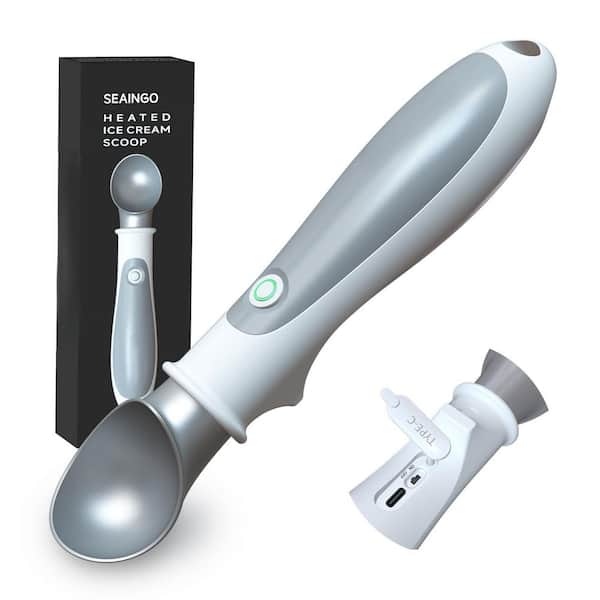 Rechargeable Heated Ice Cream Scooper with Safety Lock, Dual Warming Modes Nonstick, Ergonomic Handle