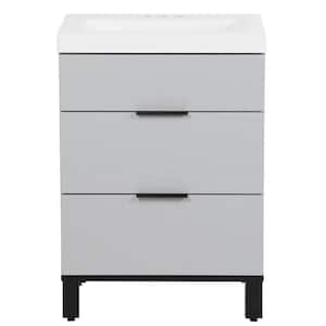 Silverleaf 24 in. W x 19 in. D x 35 in. H Single Sink Bath Vanity in Pearl Gray with White Cultured Marble Top