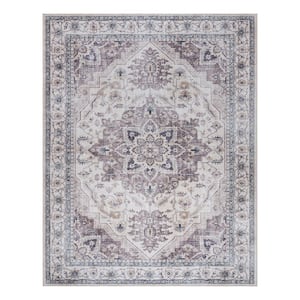 Soha Gray 3 ft. x 5 ft. Crystal Print Polyester Digitally Printed Area Rug