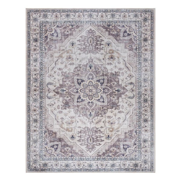 Gertmenian Soha Gray 9 ft. x 13 ft. Crystal Print Polyester Digitally Printed Area Rug