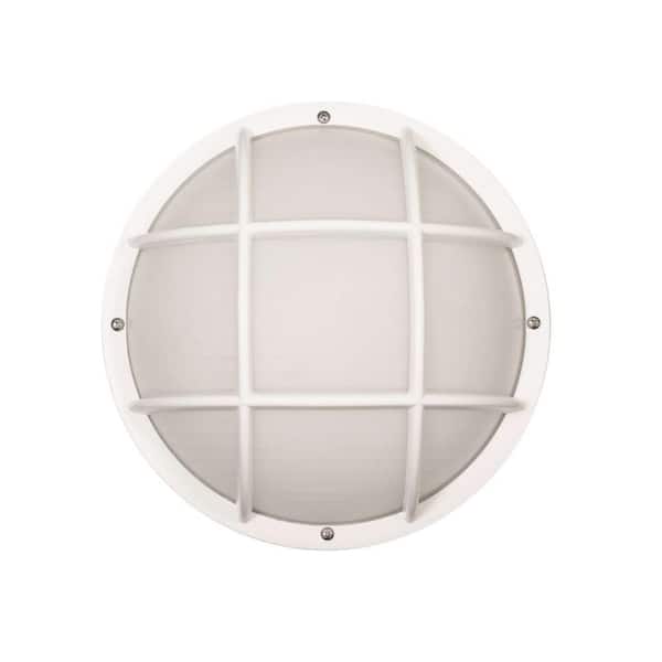 SOLUS Bulkhead 1-Light White 4000K ENERGY STAR LED Outdoor Wall Mount Sconce with Durable Frosted Polycarbonate Lens