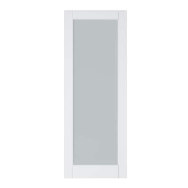 ARK DESIGN 30 in. x 80 in. White Primed 1-Tempered Frosted Glass Lite ...