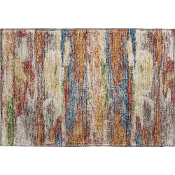 Mayfield Premium Machine Washable Abstract AMF942 Paprika 2 ft. x 3 ft. Area Rug