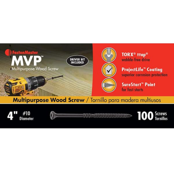 FastenMaster #10 x 4 in. Torx TTAP Drive Suresink Flat Head MVP