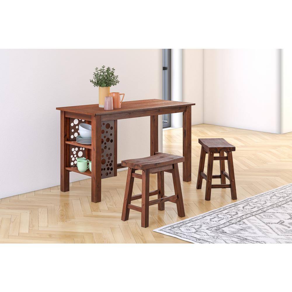 Rustic Chestnut Wire-Brush Reclaimed Wood Rectangular Dining Table