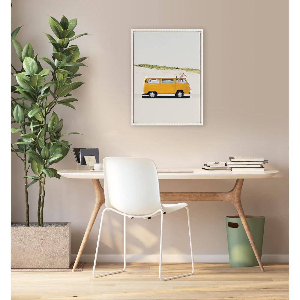 18x24 White Beaded Frame Giraffe Adventure Canvas Print