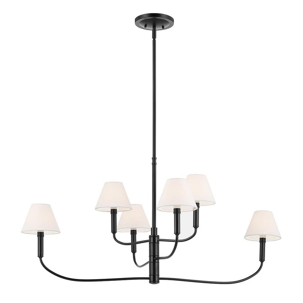 Eadie 41 in. 6-Light Black Updated Traditional Dining Room Chandelier with White Fabric price history on PriceWatchPro