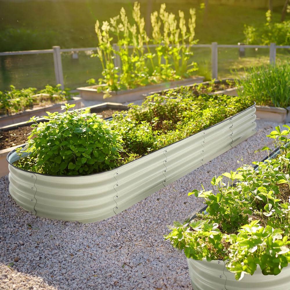VEIKOUS 8 ft. x 2 ft. x 1 ft. Galvanized Raised Garden Bed 9-in-1 Planter  Box Outdoor, Pearl White PG0102-09CW-4 - The Home Depot