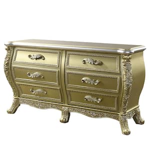 Cabriole Gold Finish 6 74 in. Chest of Drawers