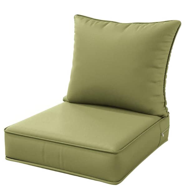 WNP 22 in. x 24 in. x 4 in. Square Outdoor Deep Seating Cushion Set Seat and Back Cushion for Lounge Chair Light Green