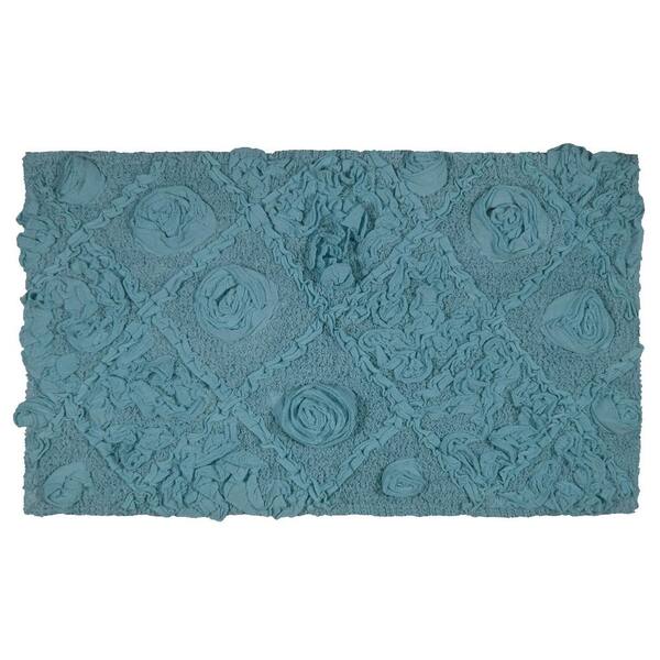 Home Weavers Inc Classy Bathmat Collection 21 in. x 34 in. Blue Cotton Bath Rug