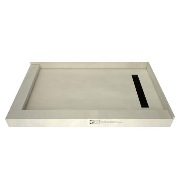 Tile Redi Redi Trench 36 in. x 60 in. Double Threshold Shower Base with Right Drain and Matte Black Trench Grate