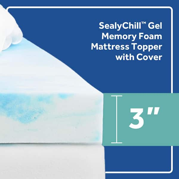 Sealy 3 + 1 Memory Foam Topper with Fiber Fill Cover Full Blue F02