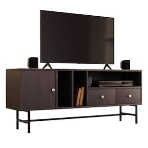 Rochester Modern Rectangular TV Stand with Enclosed Storage and Powder Coated Iron Legs, Phantom Grey