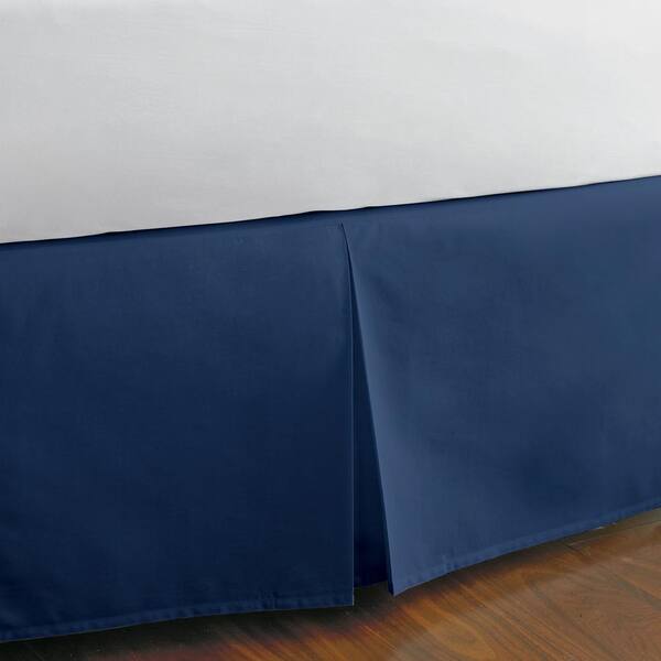 The Company Store Classic Cotton Percale 14 in. Navy Blue Solid King Bed Skirt