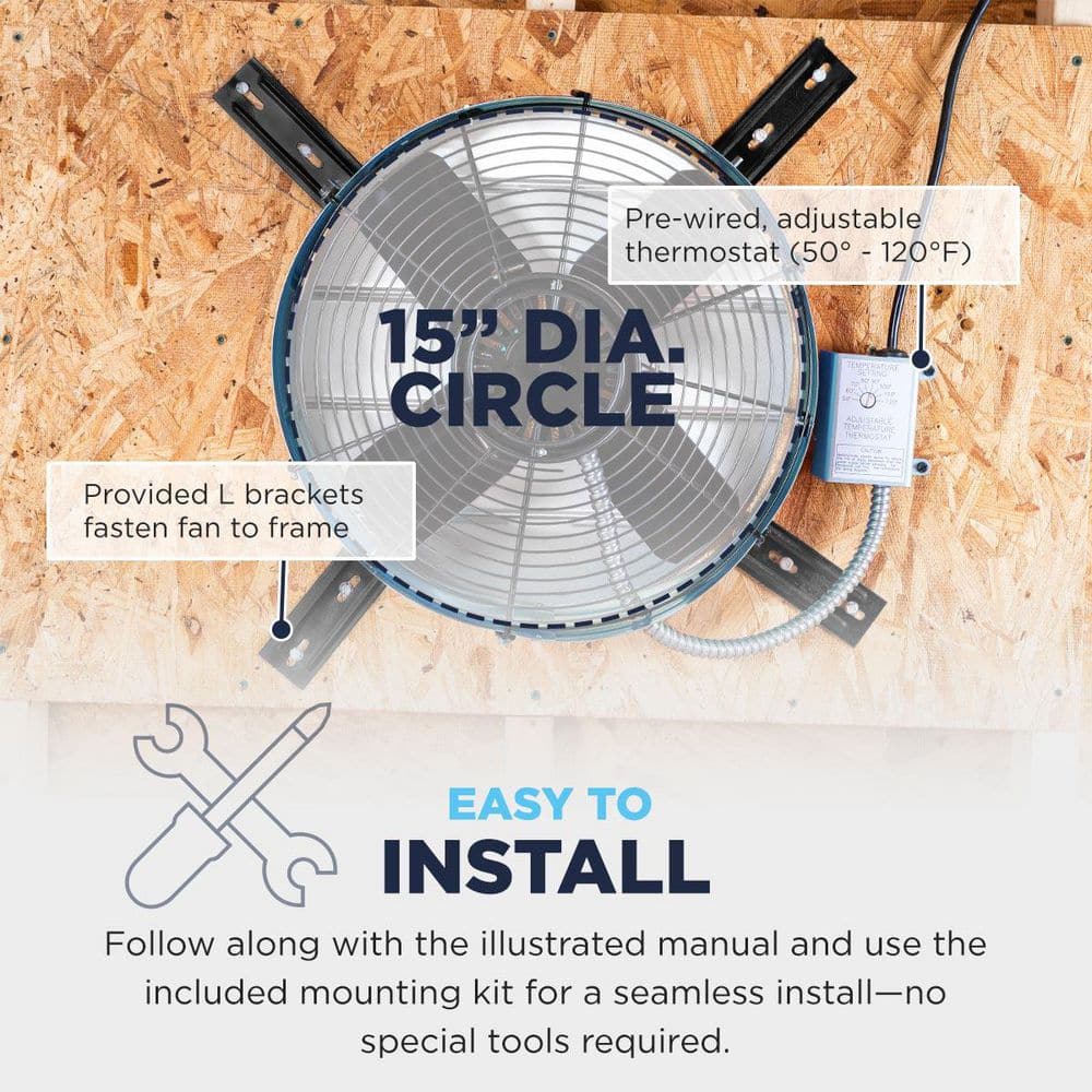 Blue and Black Galvanized Steel Roof Mount Attic Fan
