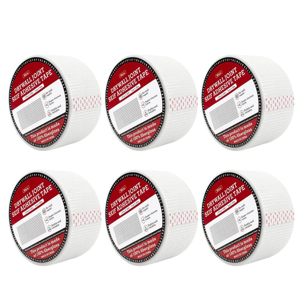 1.97 in. x 150 ft. White Self-Adhesive Fiberglass Mesh Drywall Joint Tape for Sheetrock Crack Repair (6-Pack) -  NVNOO, 4H7R8D9Z