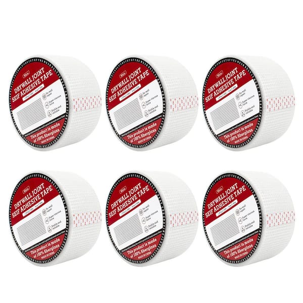 1.97 in. x 150 ft. White Self-Adhesive Fiberglass Mesh Drywall Joint Tape for Sheetrock Crack Repair (6-Pack)