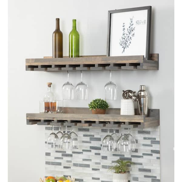 Wood hanging discount wine glass rack