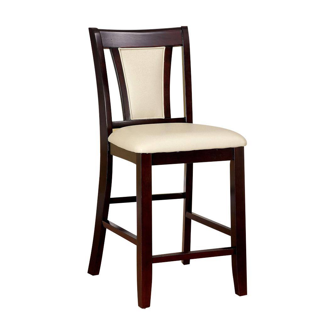 Transitional Brentwood 22'' Brown and Cream Leather Counter Stool