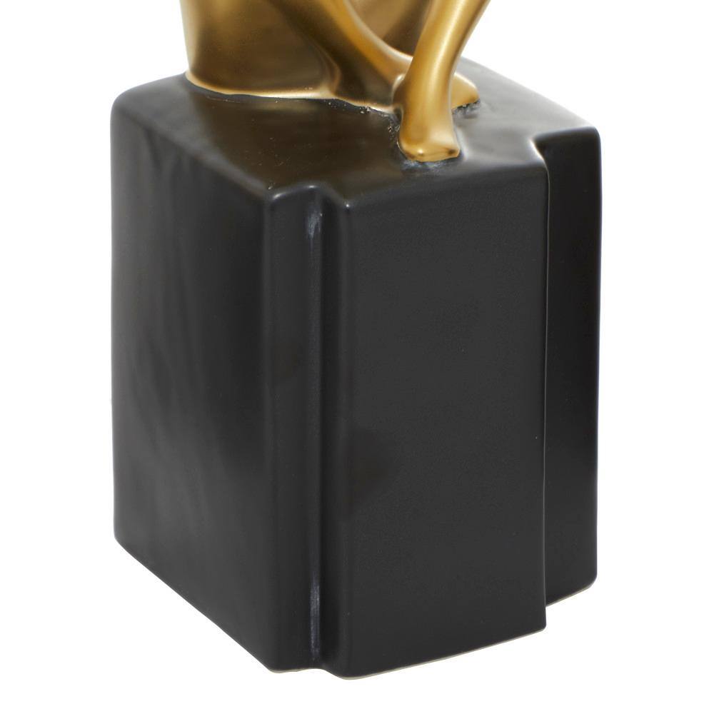 Gold Porcelain Sitting Thinker Trio Sculptures 4"W, 13"H