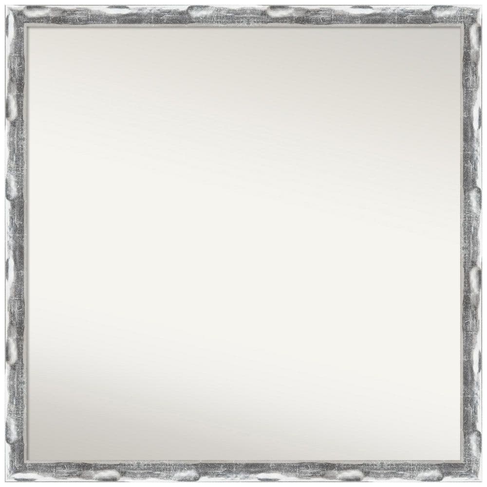 Scratched Wave Chrome 28 in. W x 28 in. H Non-Beveled Bathroom Wall Mirror in Silver price history on PriceWatchPro