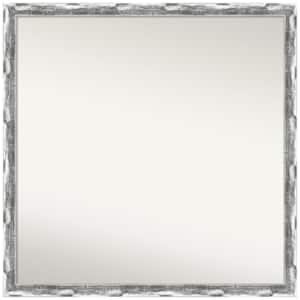 Scratched Wave Chrome 28 in. W x 28 in. H Non-Beveled Bathroom Wall Mirror in Silver