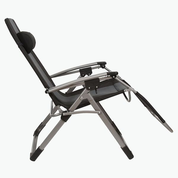 Used Gray Kamp-Rite Camping Beach Patio Oversized Anti Gravity Folding Chair 