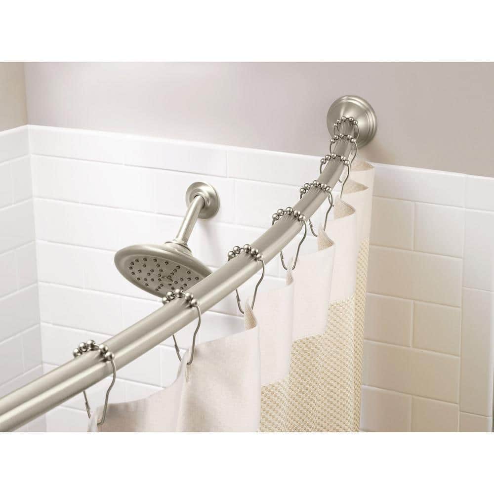 54 in. - 72 in. Adjustable Length Curved Shower Rod in Brushed Nickel