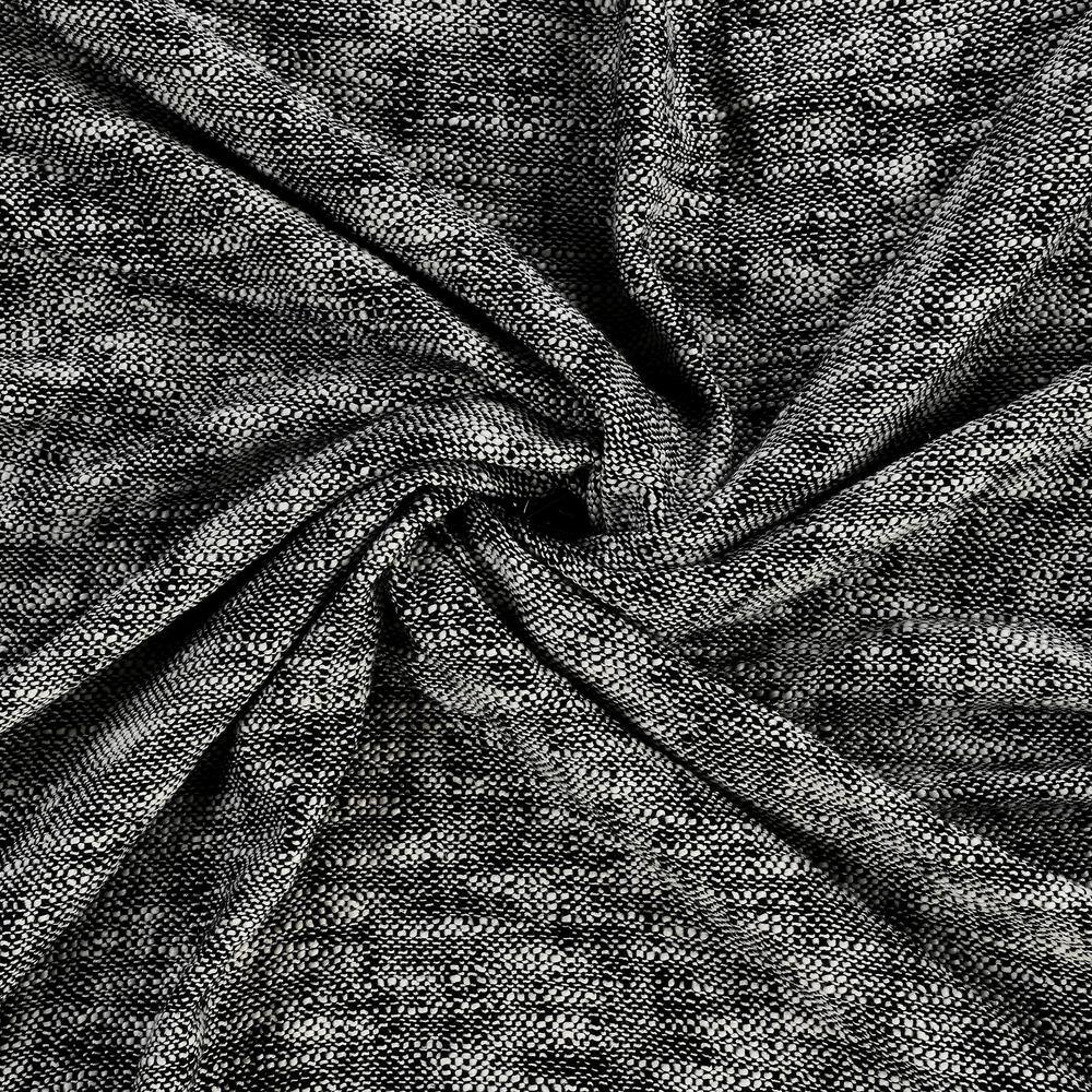 Black and Off-White Cotton Chambray Throw Blanket with Fringe, 60" x 50"