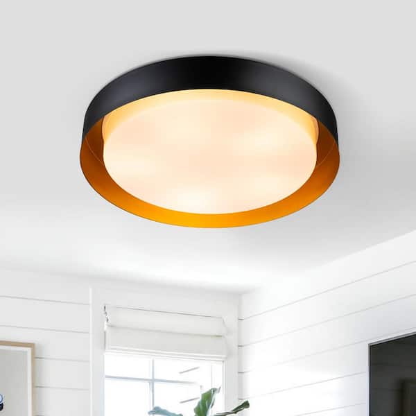 Victor 23.6 in. 5-Light Minimalist Black Flush Mount
